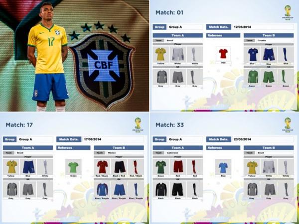 Uniformes dos jogadores do Brasil foram definidos para a primeira fase da Copa 2014